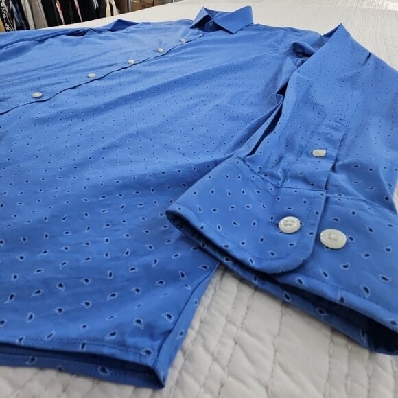Lauren Ralph Lauren Green Label Shirt Men's 17 1/2 - 36/37 EUC Blue Paisley Luxe - Picture 3 of 16